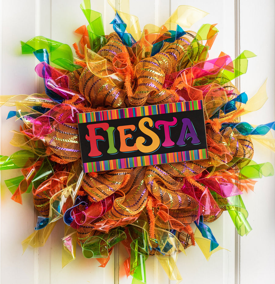 12" Wooden Sign: Fiesta Stripe Edge
