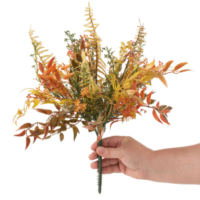 16" Fall Mix Leaf Bush: Rust