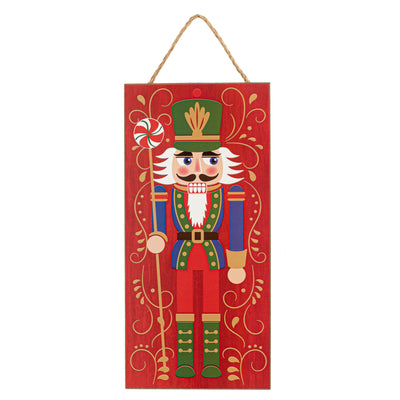 12" Wooden Sign: Red Nutcracker