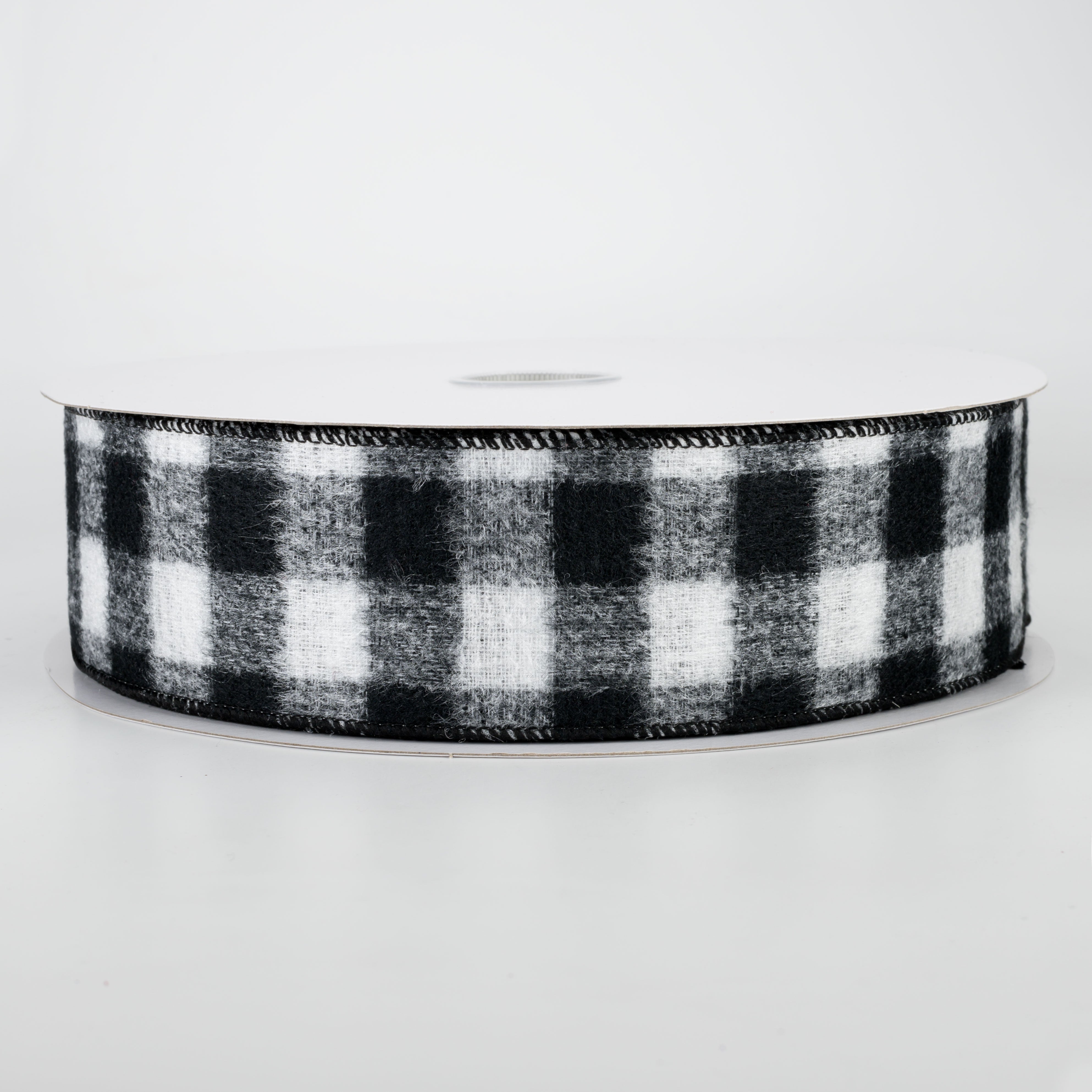 2.5" Brushed Buffalo Plaid Ribbon: Black & White (50 Yards)