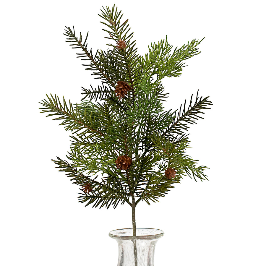 20" Cedar Pine Pinecone Spray