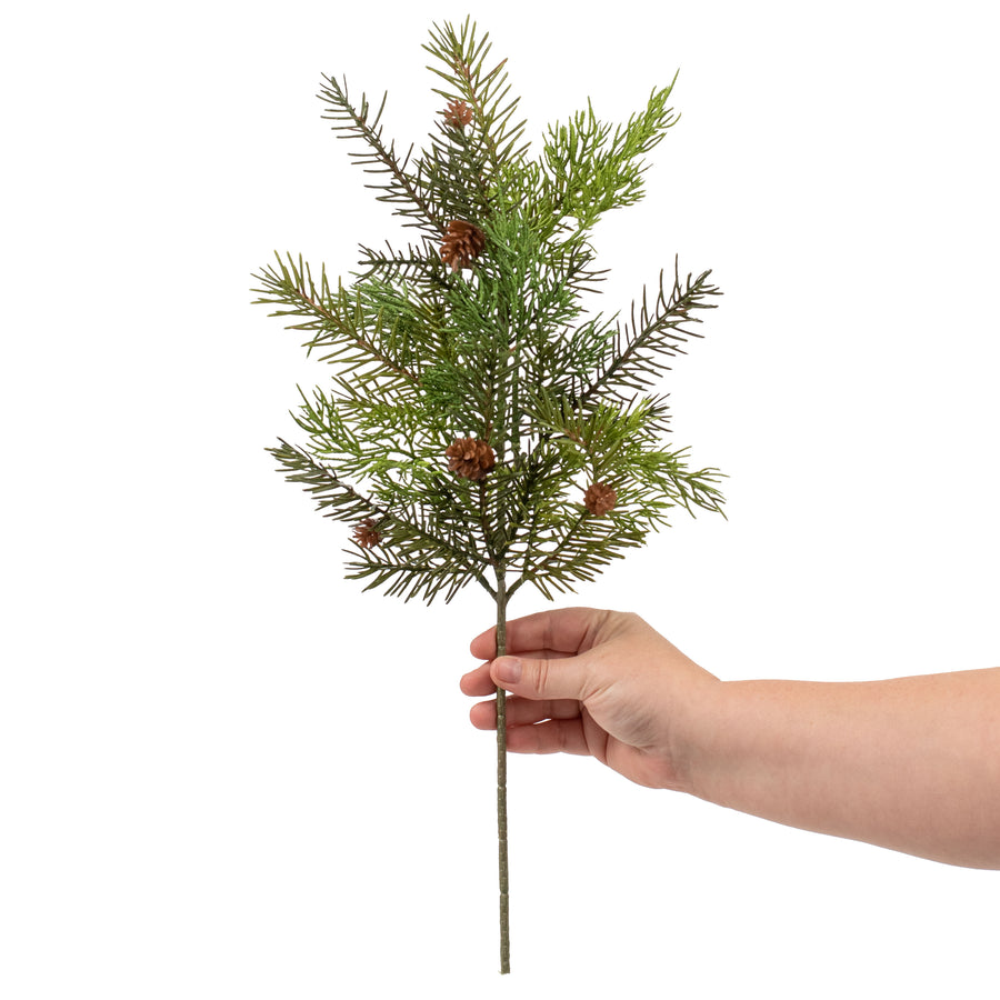 20" Cedar Pine Pinecone Spray