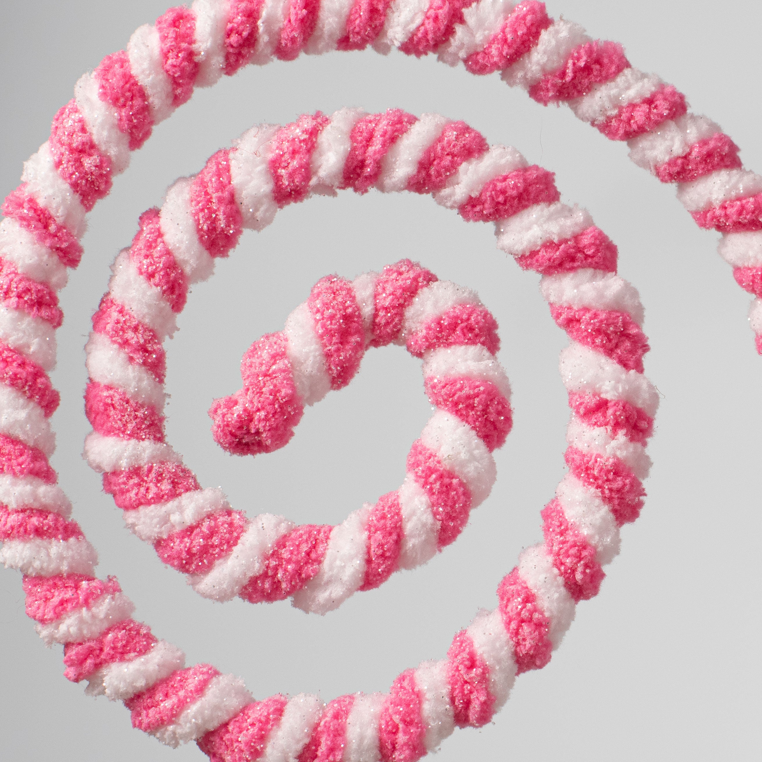 31" Peppermint Curl Chenille Spray: Pink & White