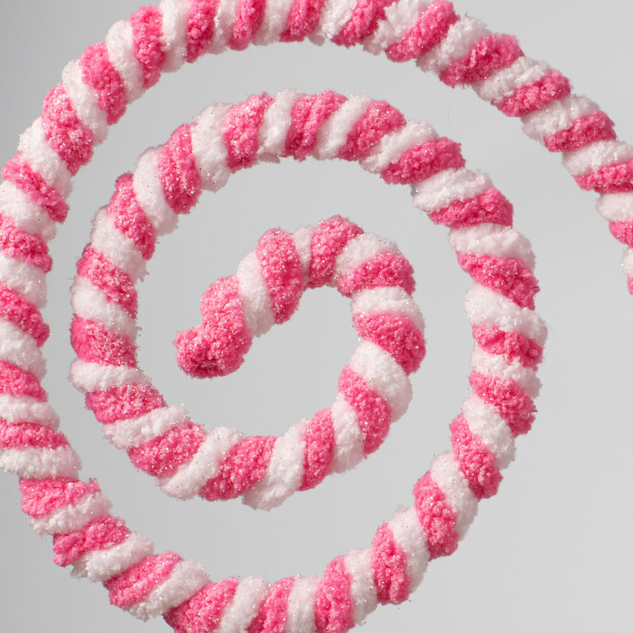 31" Peppermint Curl Chenille Spray: Pink & White
