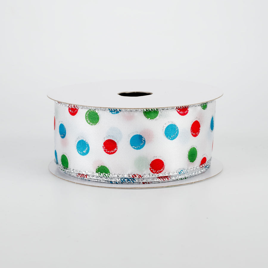 1.5" Little Dot Ribbon: Teal, Red, Emerald (10 Yards)
