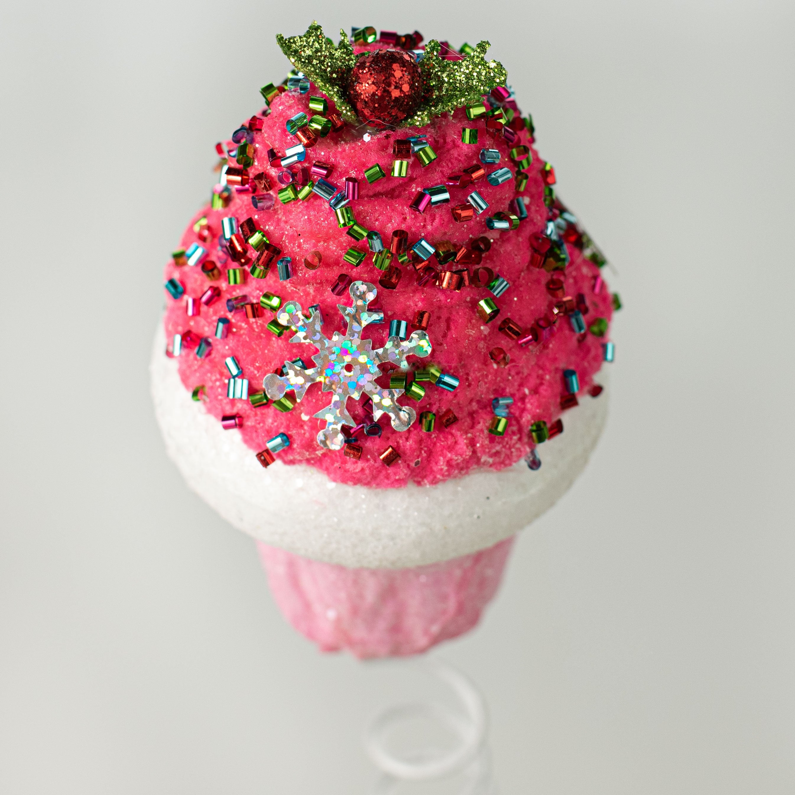 14" Cupcake Pick: Pink Snowflake