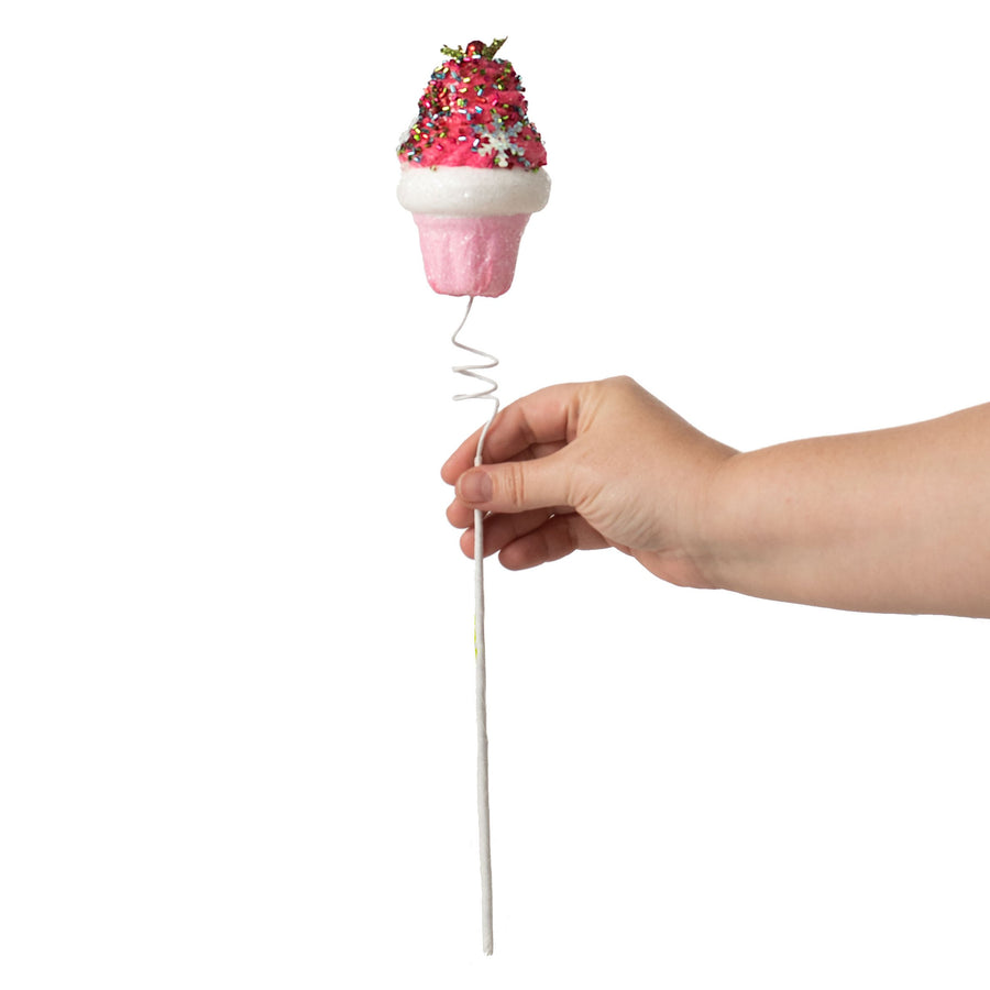 14" Cupcake Pick: Pink Snowflake