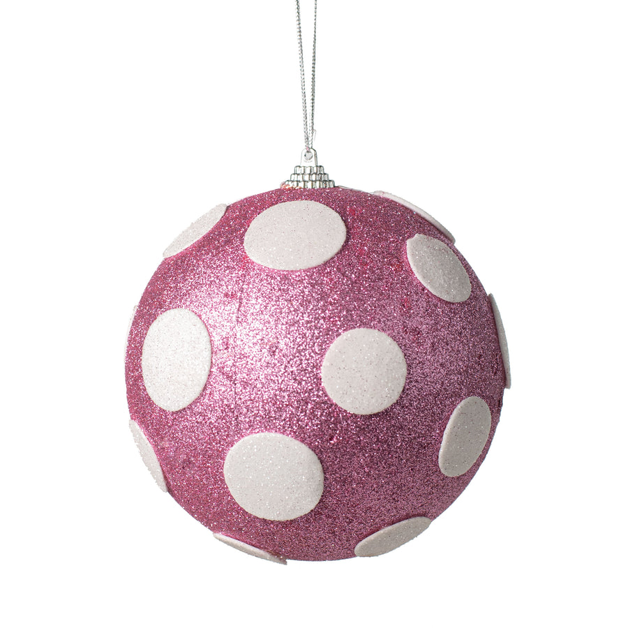 5" Polka Dot Ball Ornament: Pink & White