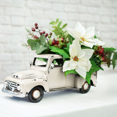 16" Vintage Truck Planter: White