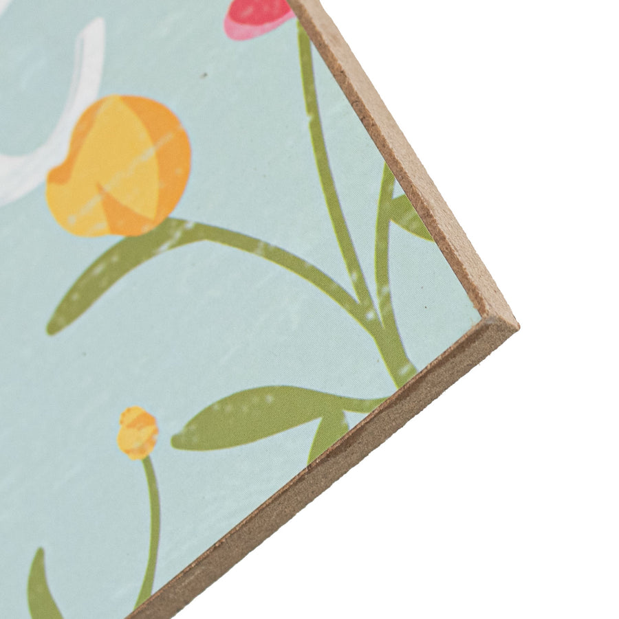 12" Wooden Sign: Vintage Floral Welcome