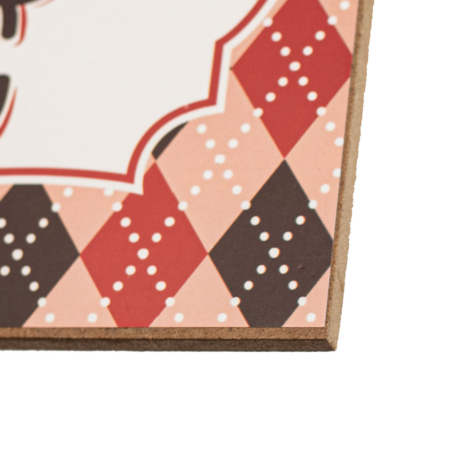 12" Wooden Sign: Argyle Ladybug Crossing