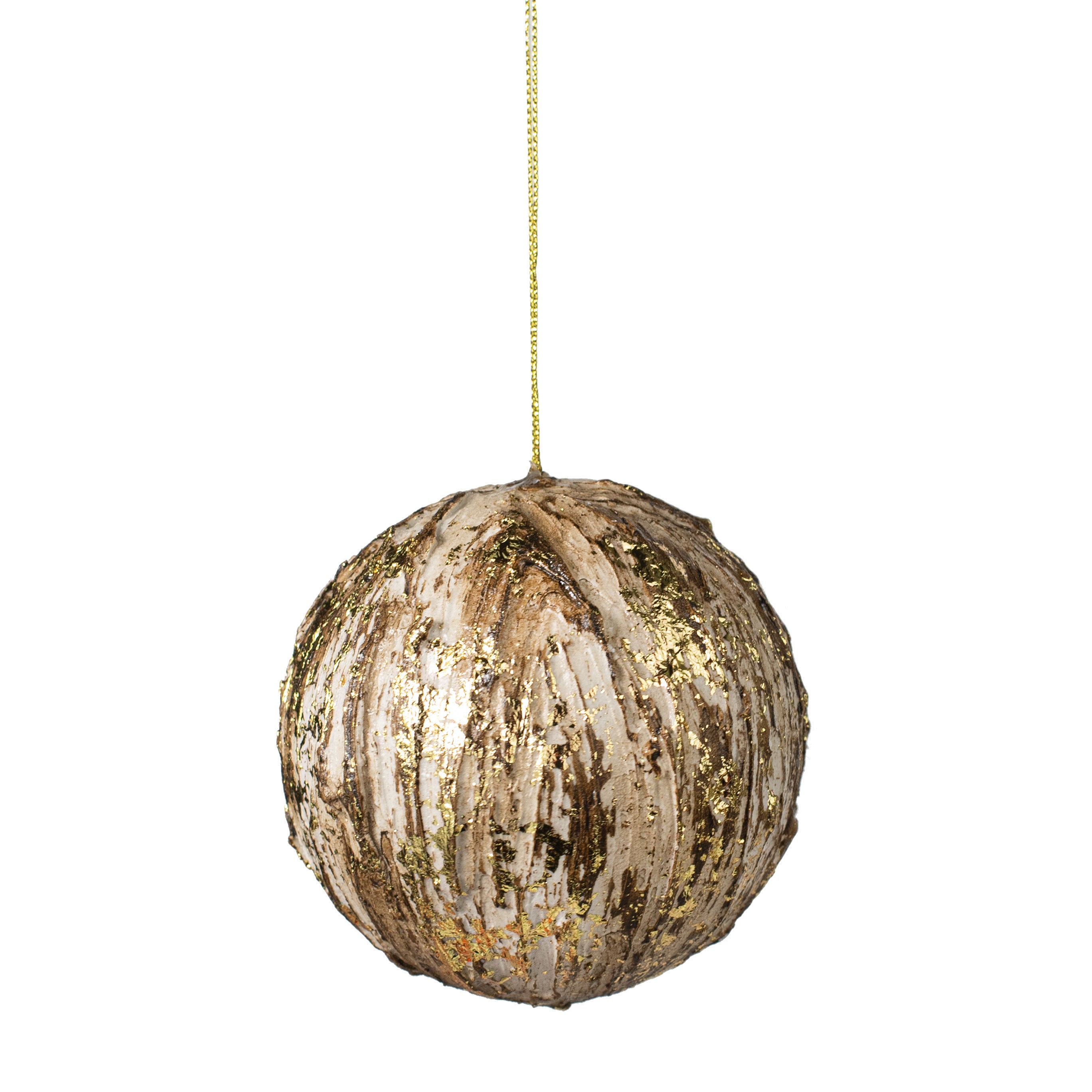 3.5" Textured Gold Leaf Ball Ornament