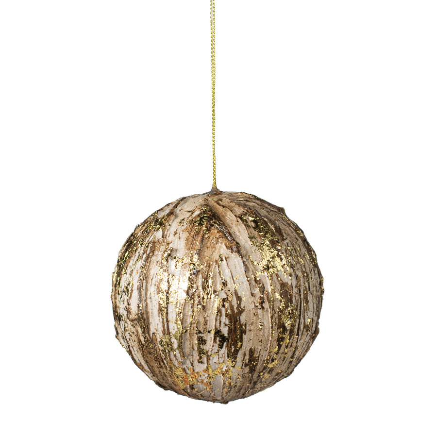 3.5" Textured Gold Leaf Ball Ornament
