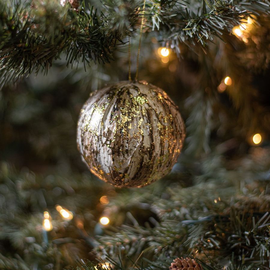 3.5" Textured Gold Leaf Ball Ornament