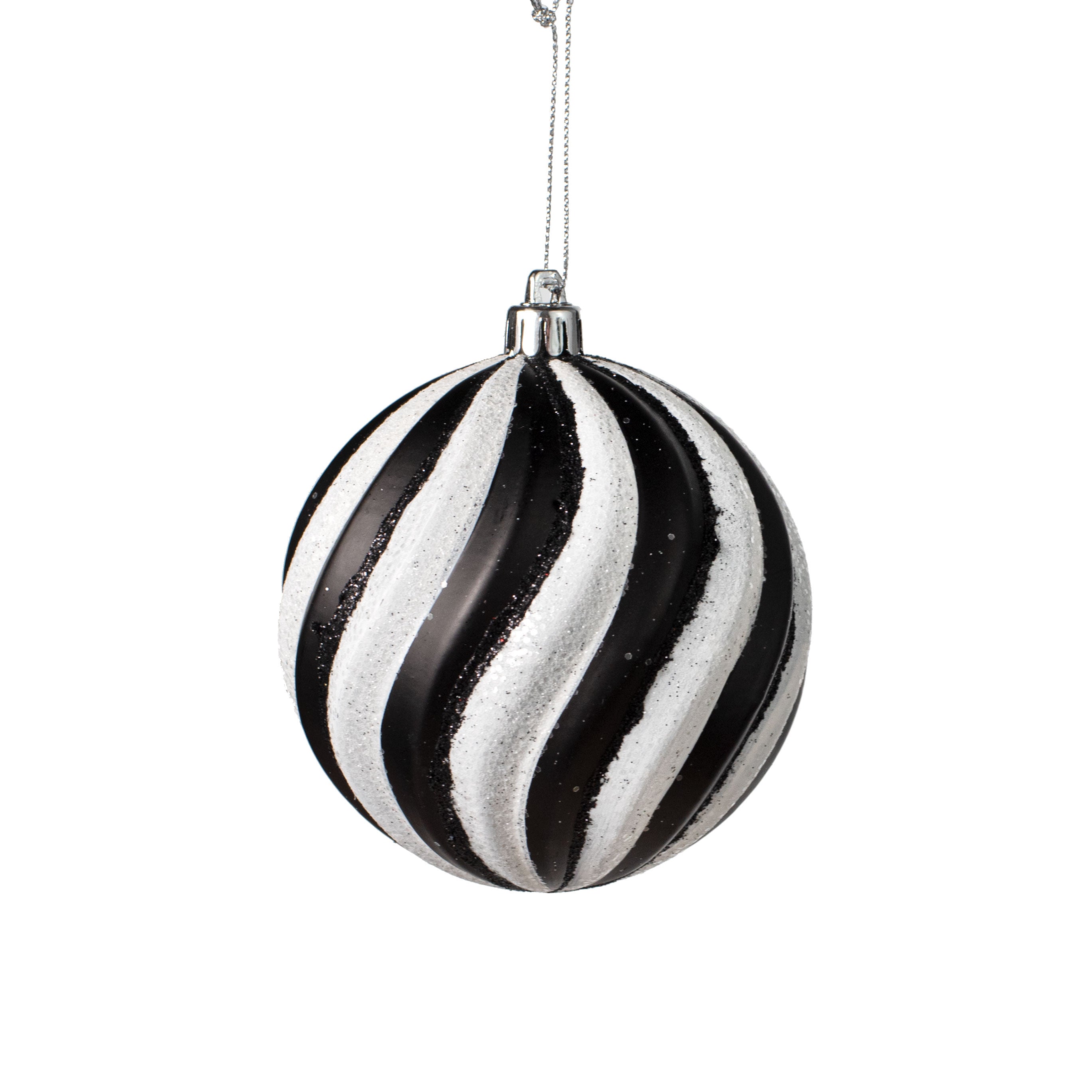 100MM Swirl Ball Ornament: Black & White