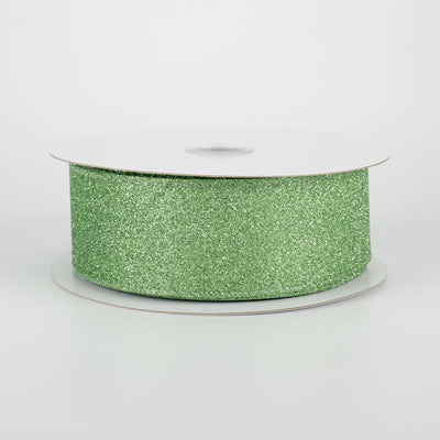1.5" Lustrous All Flat Glitter Ribbon: Mint (10 Yards)