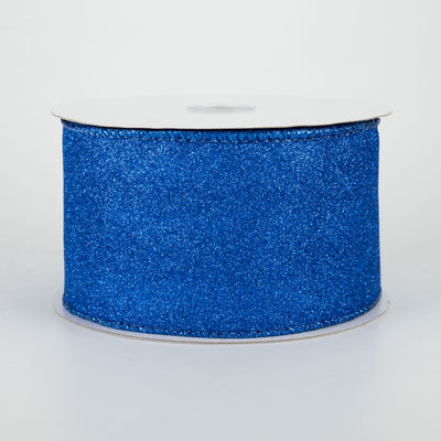 2.5" Lustrous All Flat Glitter Ribbon: Royal Blue (10 Yards)