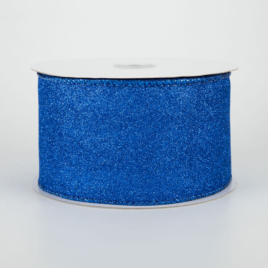 2.5" Lustrous All Flat Glitter Ribbon: Royal Blue (10 Yards)