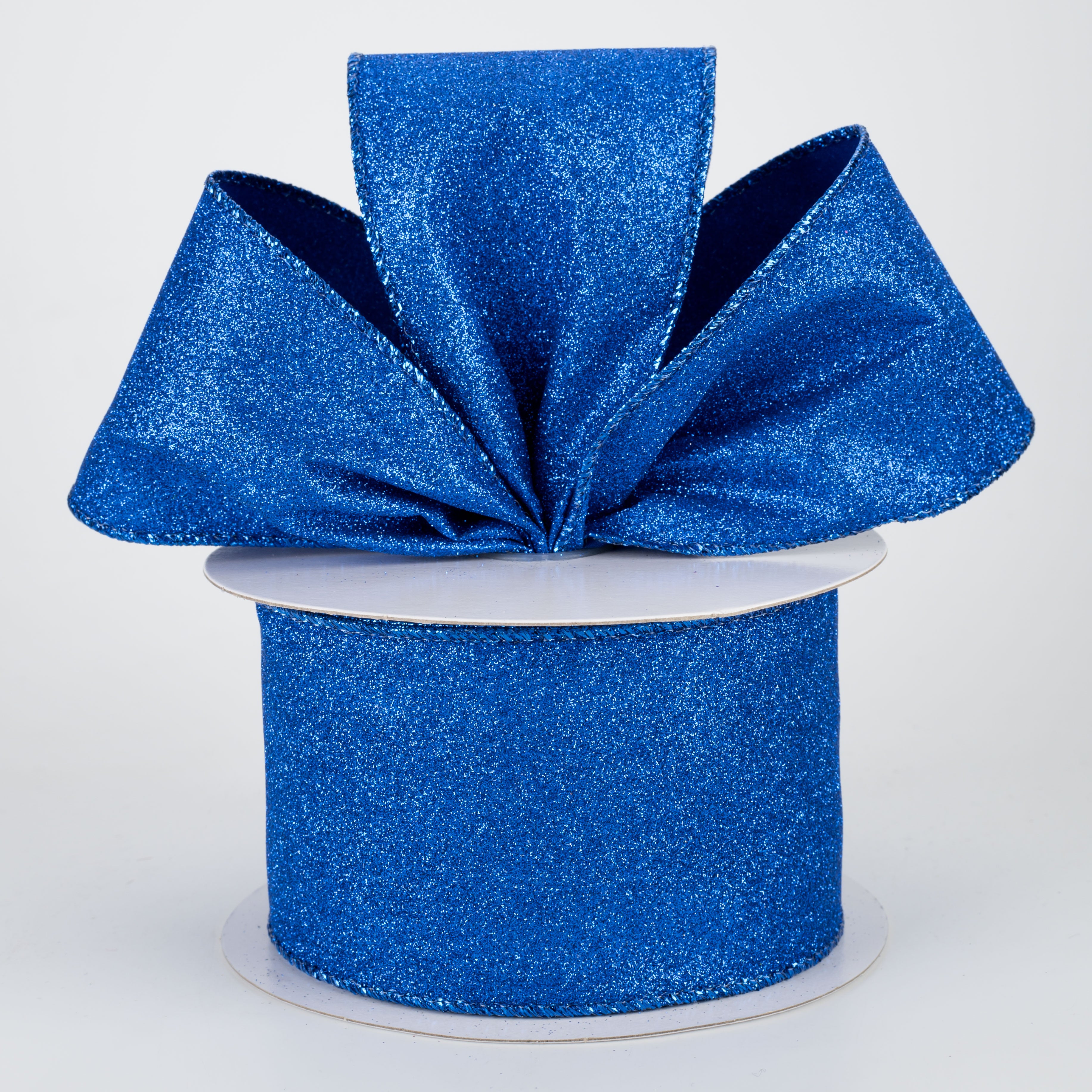 2.5" Lustrous All Flat Glitter Ribbon: Royal Blue (10 Yards)