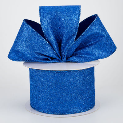 2.5" Lustrous All Flat Glitter Ribbon: Royal Blue (10 Yards)