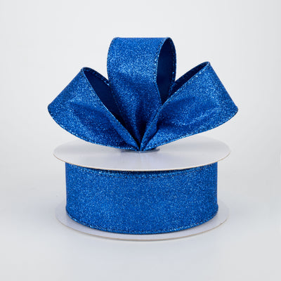 1.5" Lustrous All Flat Glitter Ribbon: Royal Blue (10 Yards)