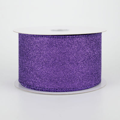 2.5" Lustrous All Flat Glitter Ribbon: Purple (10 Yards)