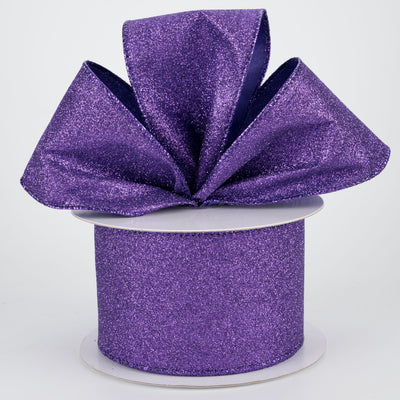 2.5" Lustrous All Flat Glitter Ribbon: Purple (10 Yards)