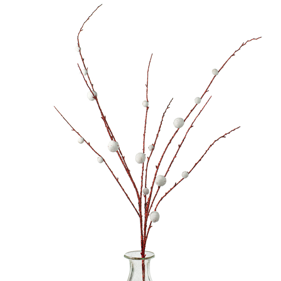 48" Felt Ball Glitter Branch: Red & White