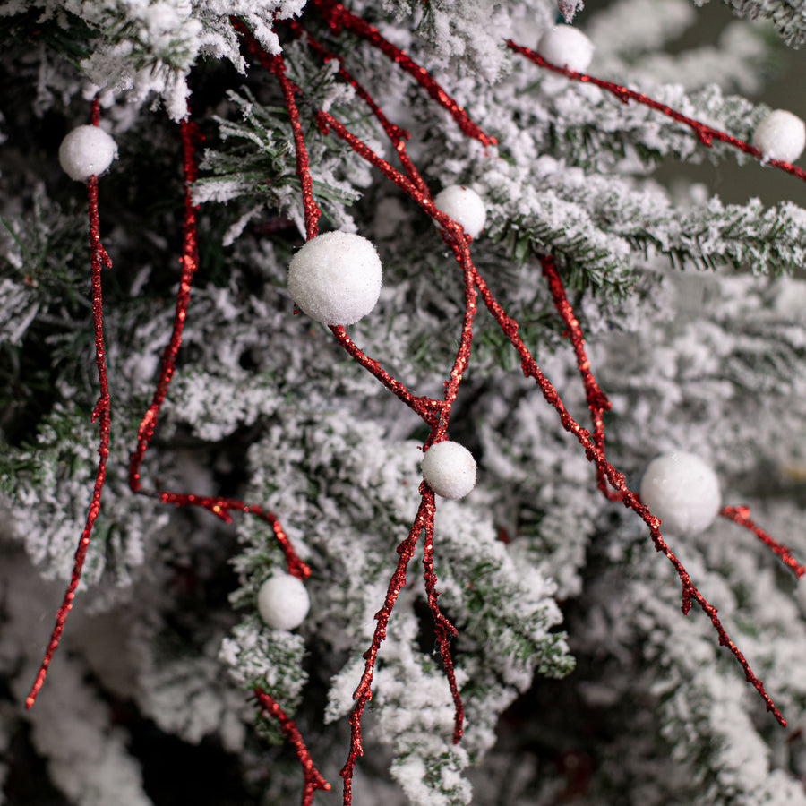 48" Felt Ball Glitter Branch: Red & White