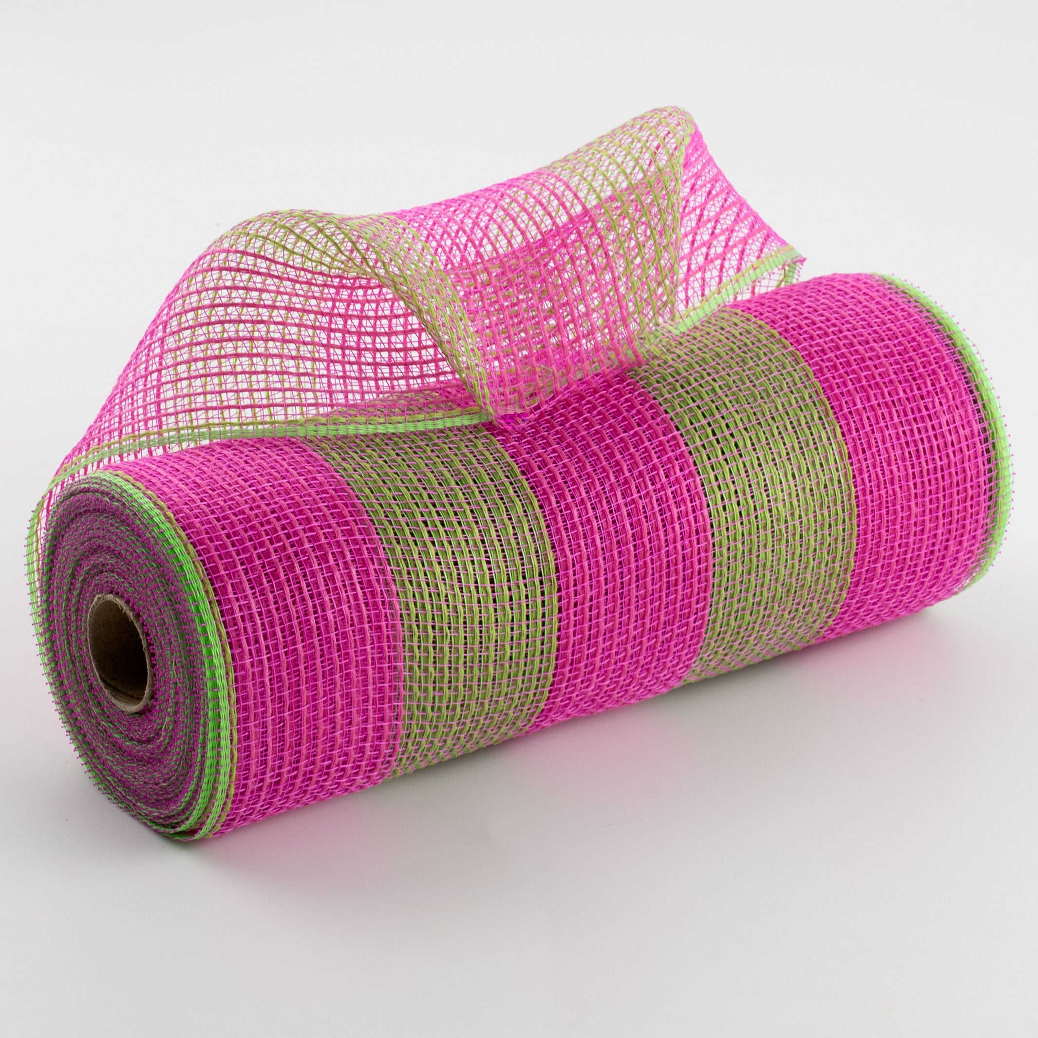 10" Wide Stripe Fabric Mesh: Hot Pink & Fresh Green