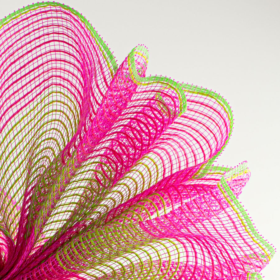 10" Wide Stripe Fabric Mesh: Hot Pink & Fresh Green