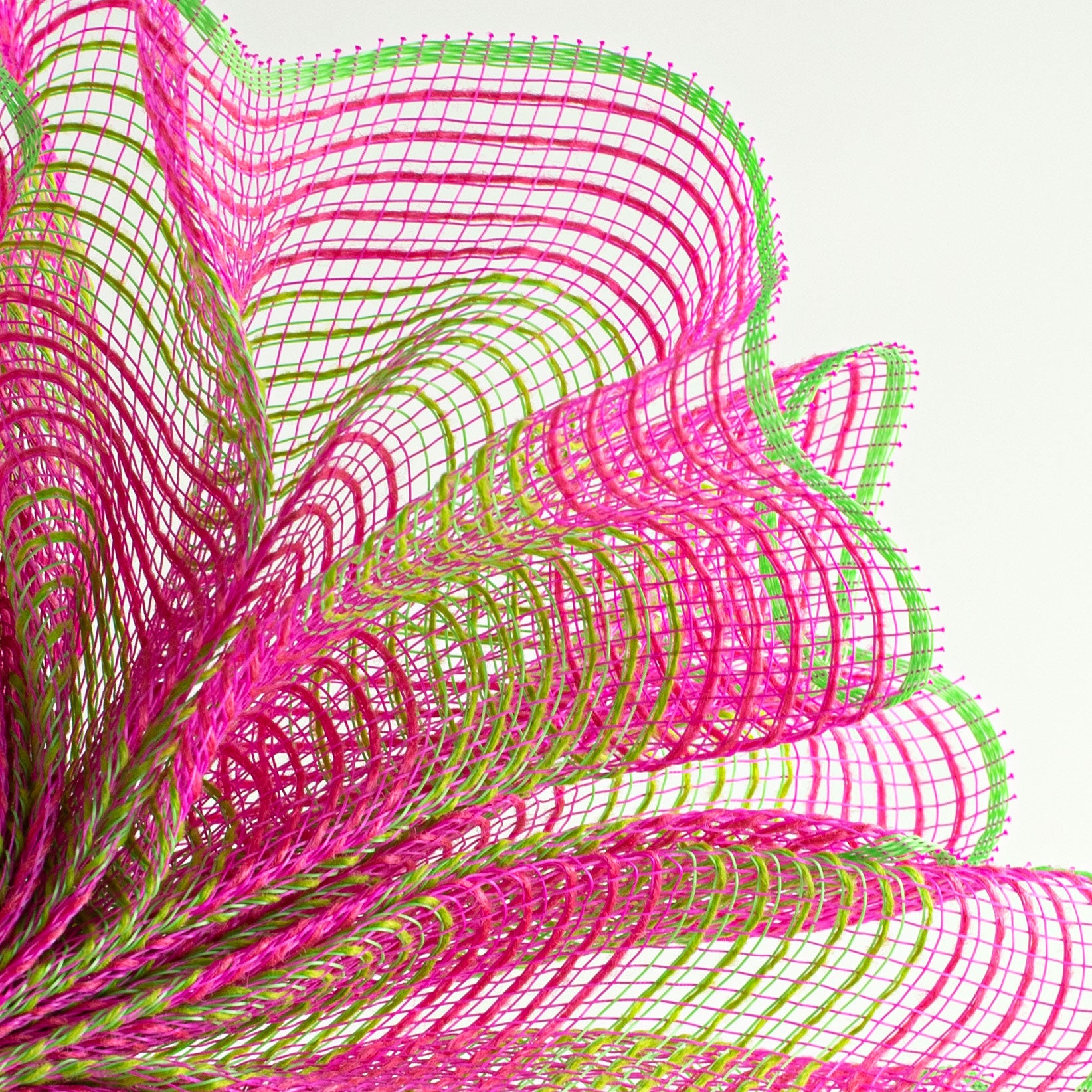 10" Thin Stripe Fabric Mesh: Hot Pink & Fresh Green