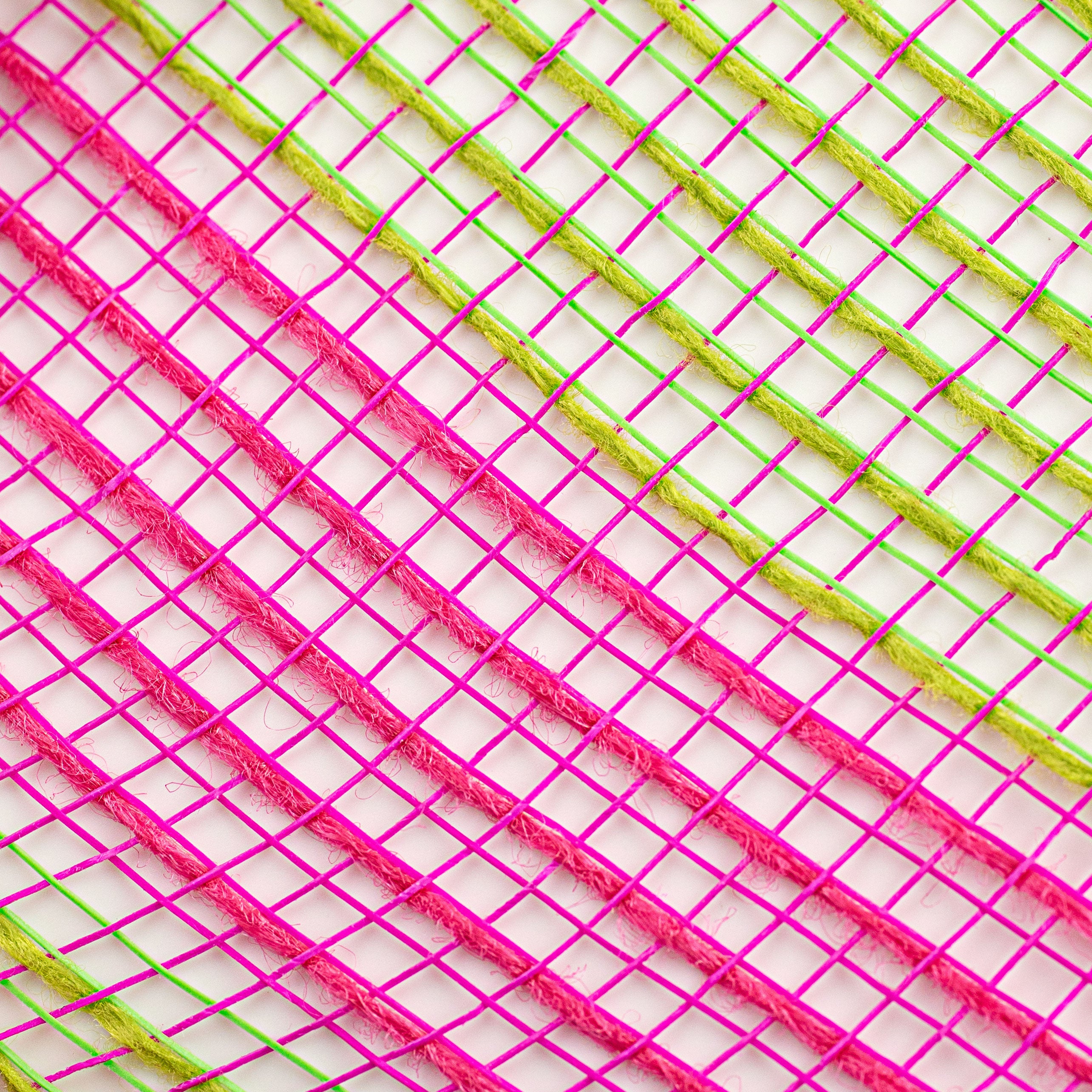 10" Thin Stripe Fabric Mesh: Hot Pink & Fresh Green