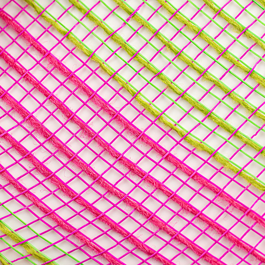10" Thin Stripe Fabric Mesh: Hot Pink & Fresh Green