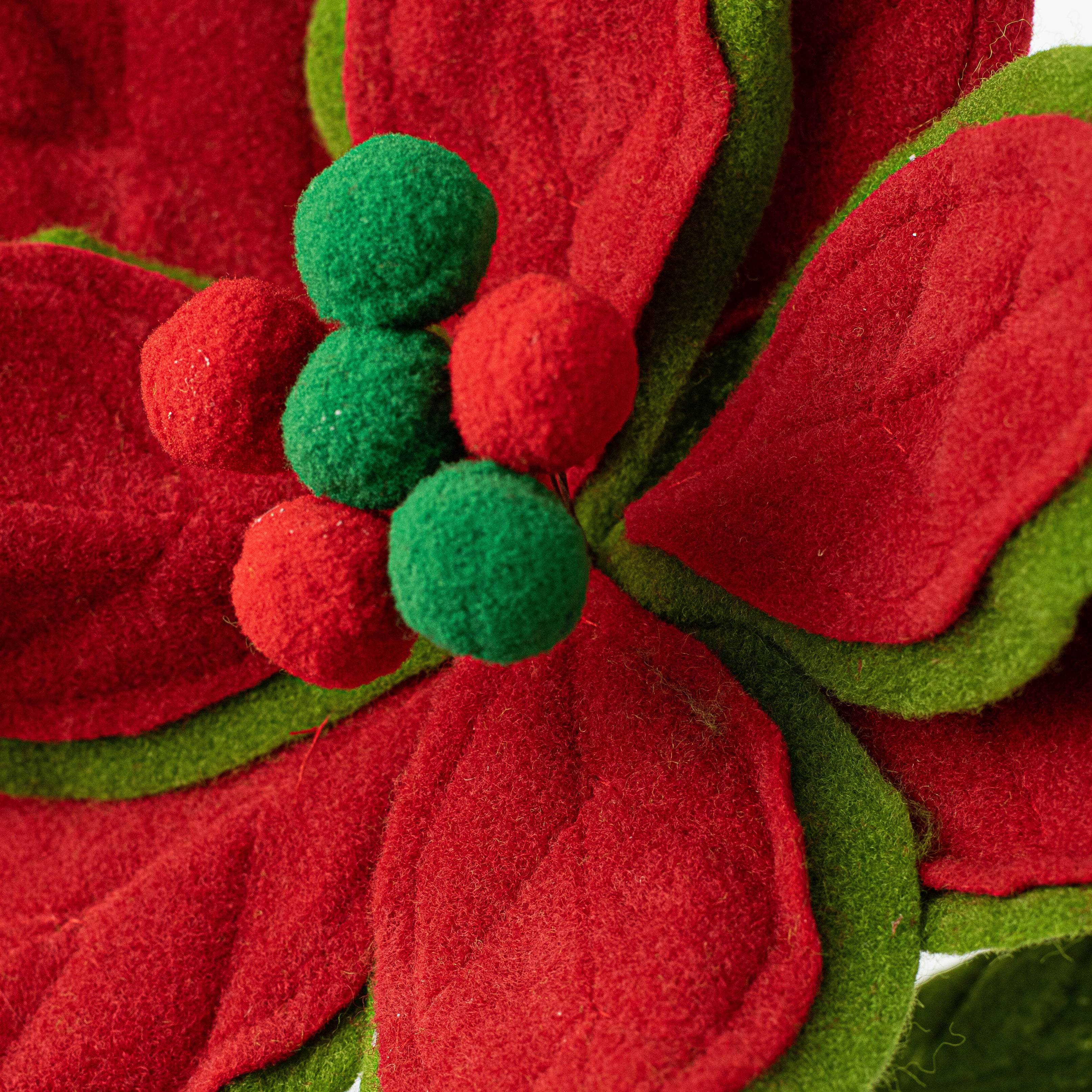 22" Felt Poinsettia Stem: Red, Green, Emerald