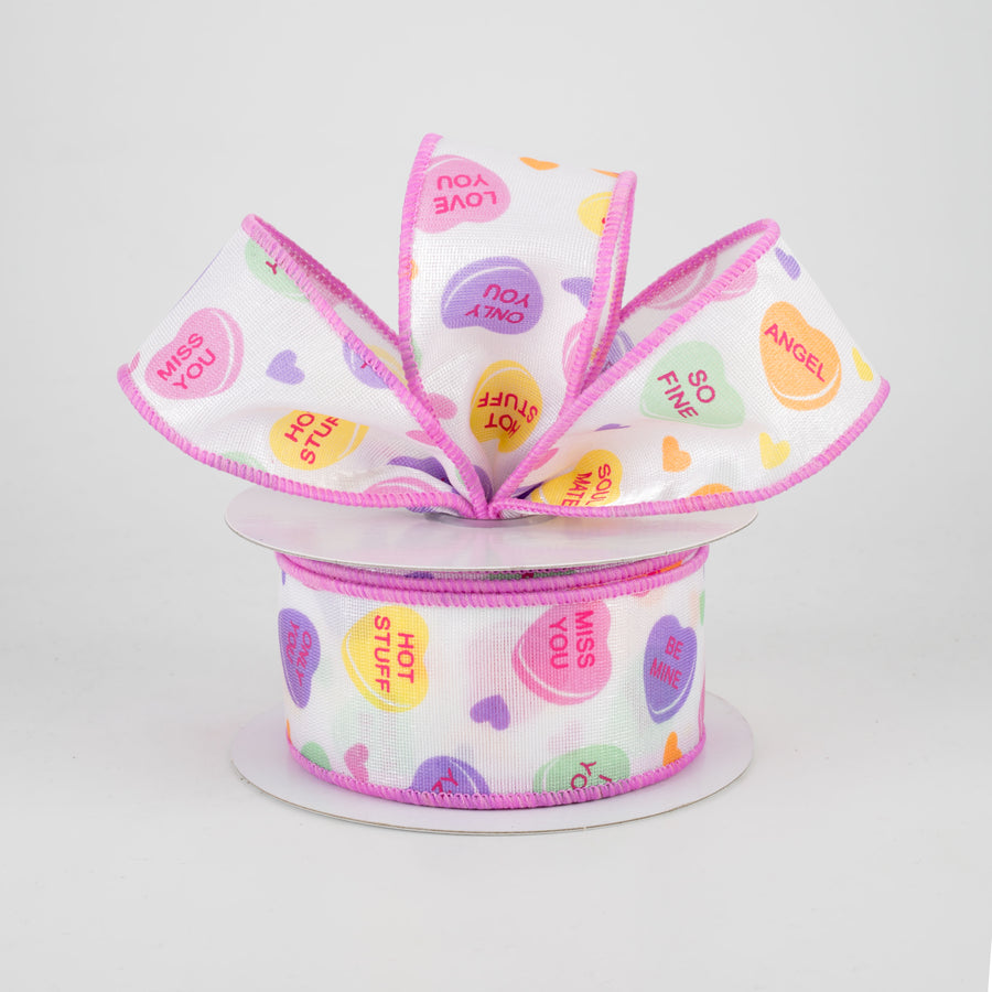 1.5" Conversation Candy Hearts Ribbon (10 Yards)