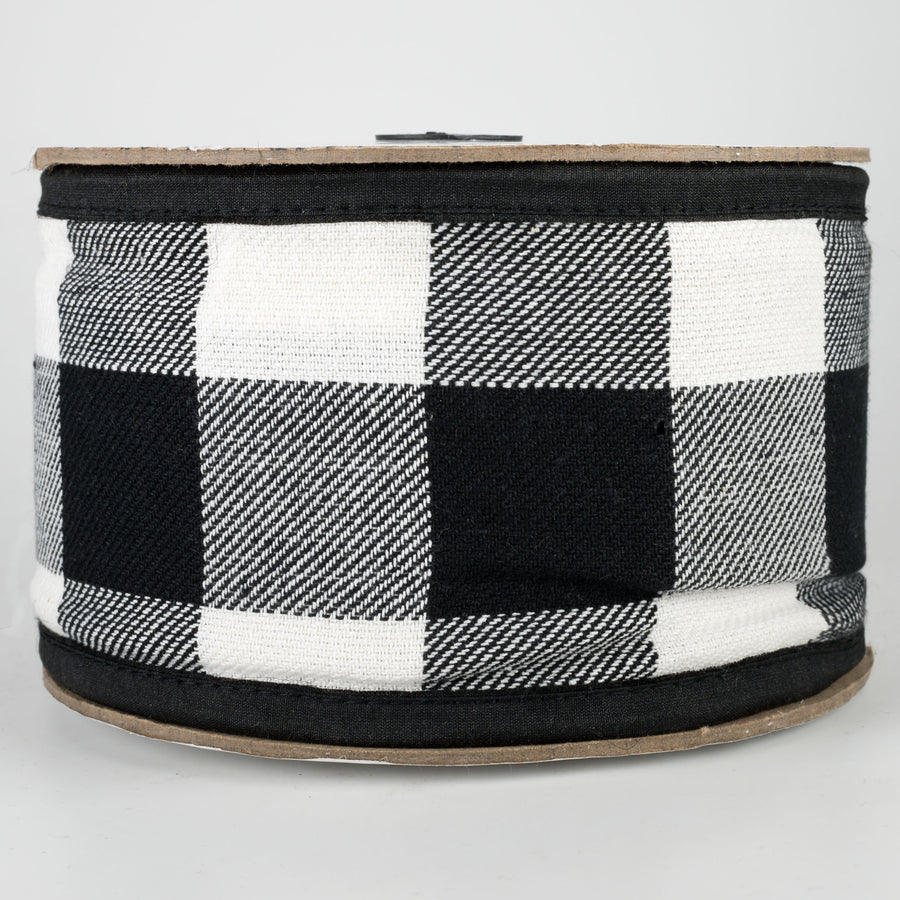 4" Check Fabric Ribbon: Black & White (10 Yards)