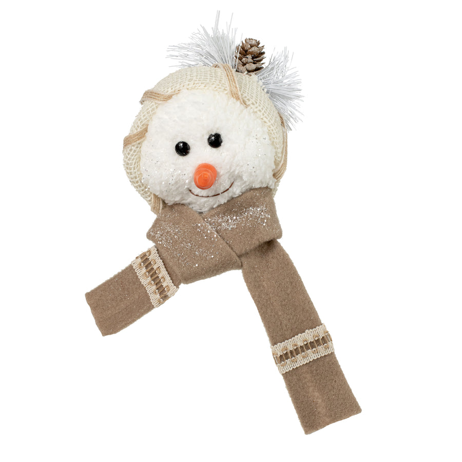 6.5" Frosted Linen Snowman Ornament: Grey