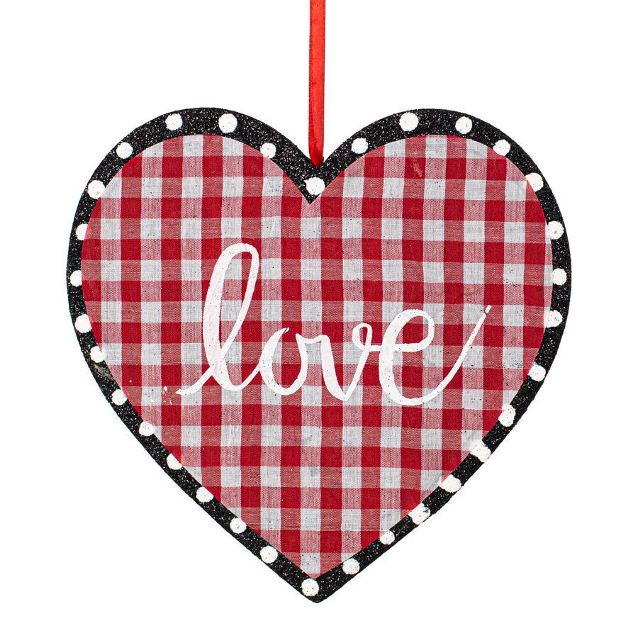 8" Love Check Heart Ornament