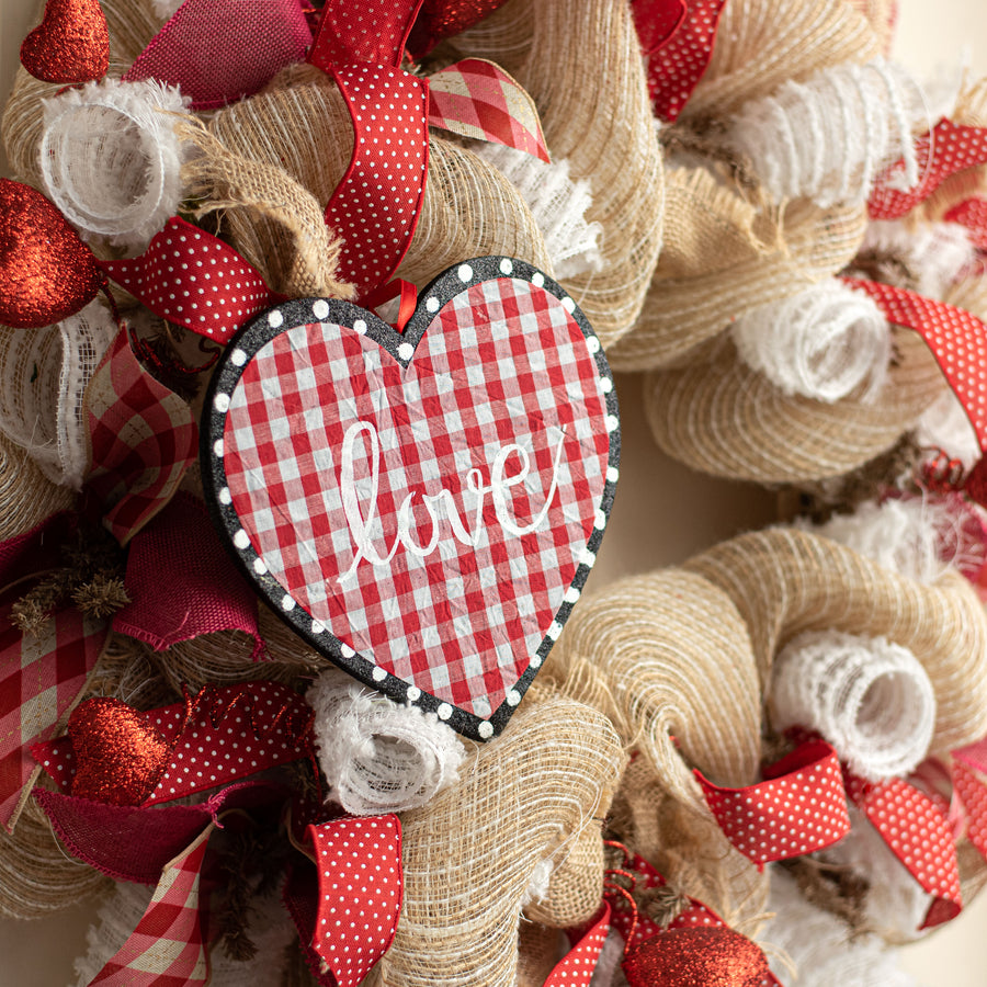 8" Love Check Heart Ornament