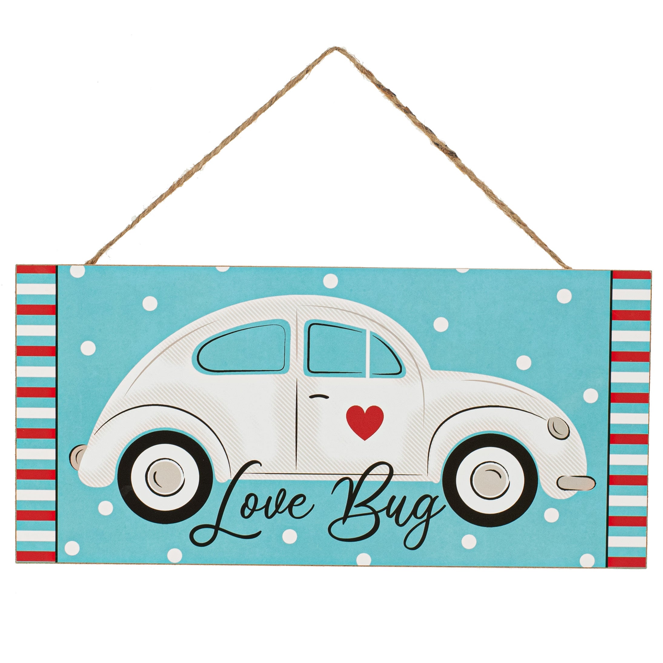 12" Wooden Sign: Love Bug Car