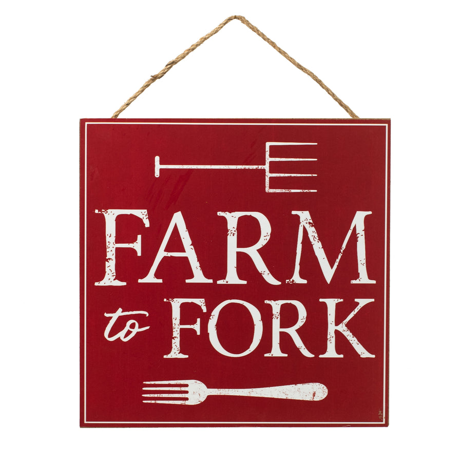 10" Square Wooden Sign: Farm To Fork