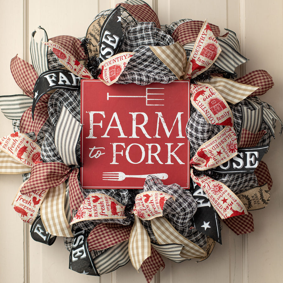 10" Square Wooden Sign: Farm To Fork