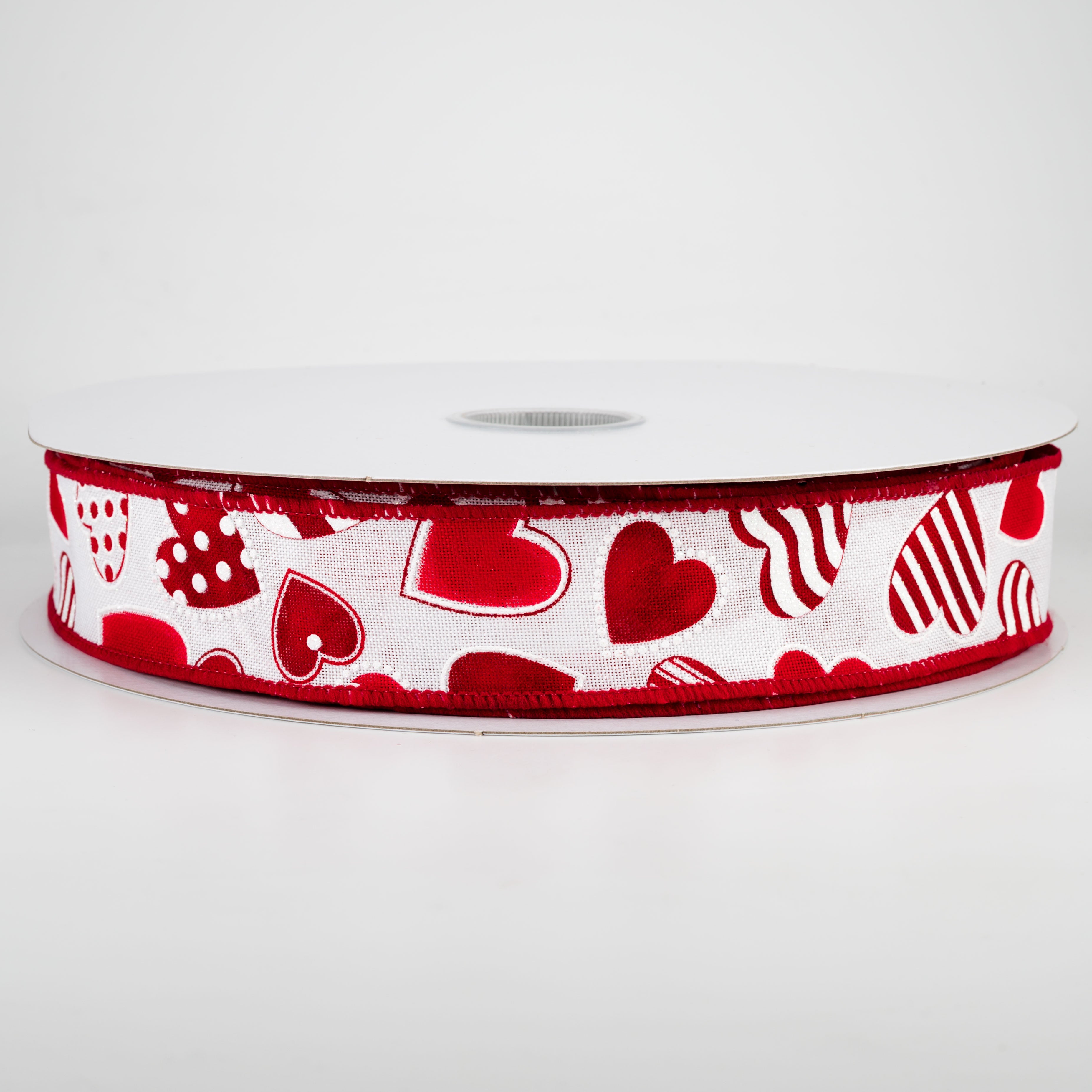 1.5" Polka Dot, Stripe, Solid Hearts Ribbon (50 Yards)