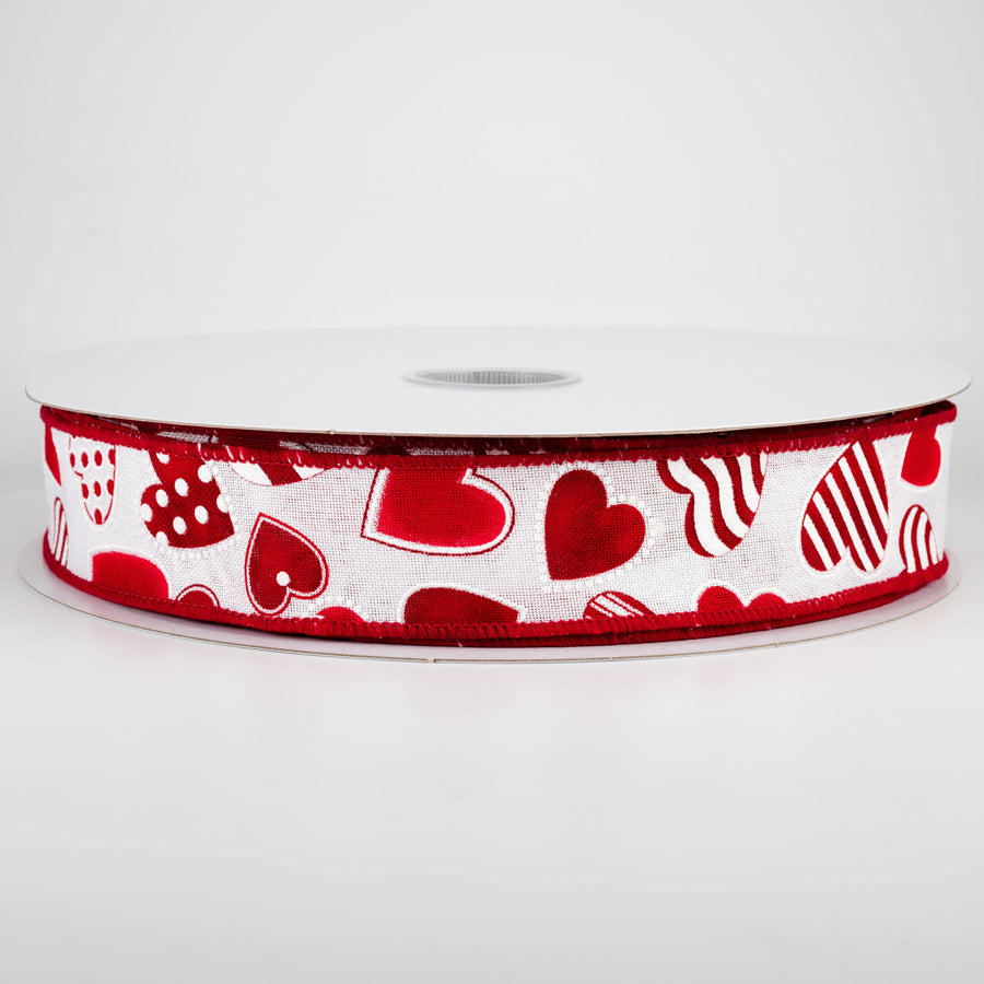 1.5" Polka Dot, Stripe, Solid Hearts Ribbon (50 Yards)