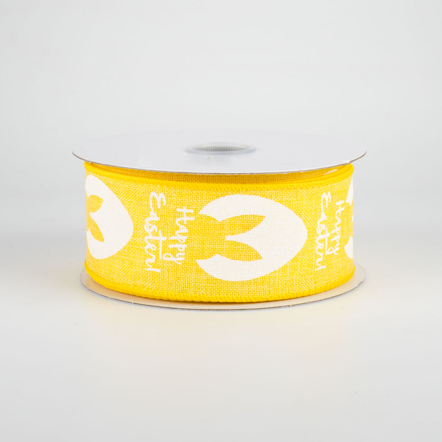 1.5" Bunny Ear Eggs Ribbon: Yellow (10 Yards)