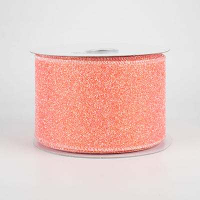 2.5" Iridescent Glitter Satin Ribbon: Orange (10 Yards)