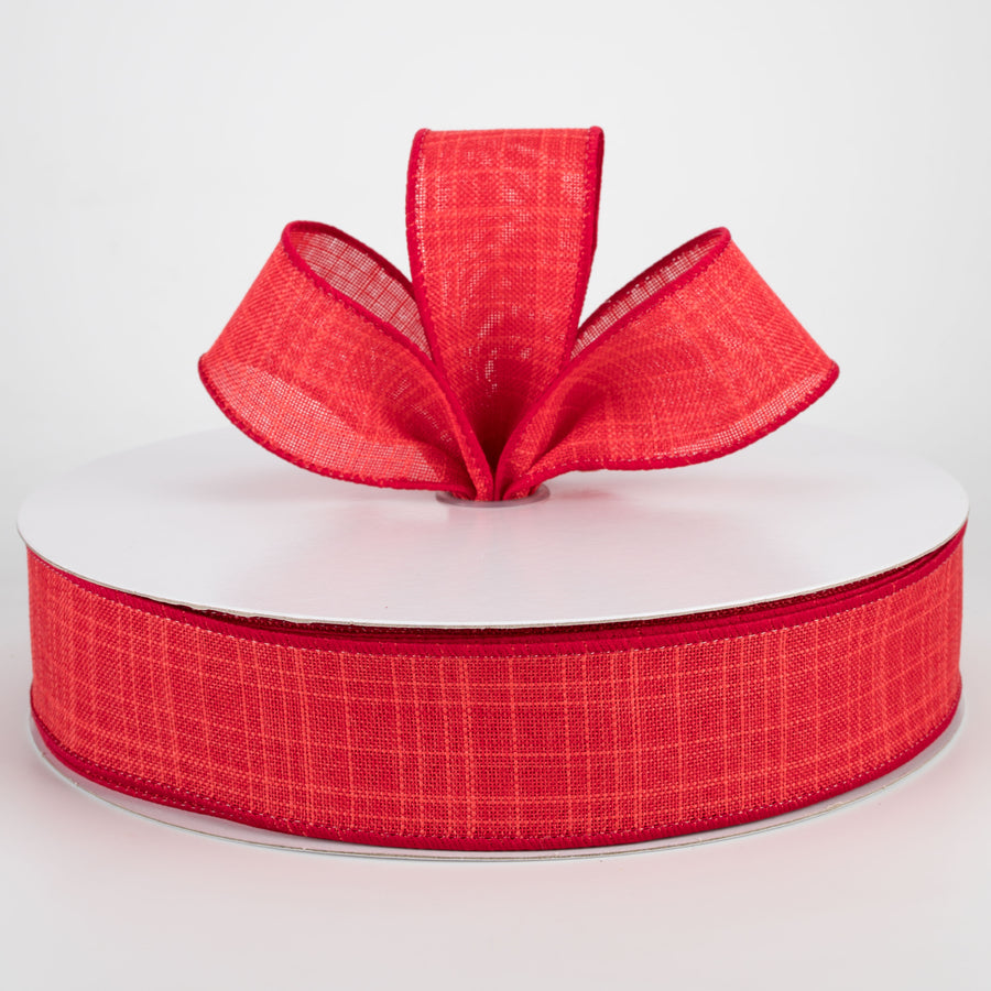 1.5" Estelle Textured Linen Ribbon: Red (50 Yards)