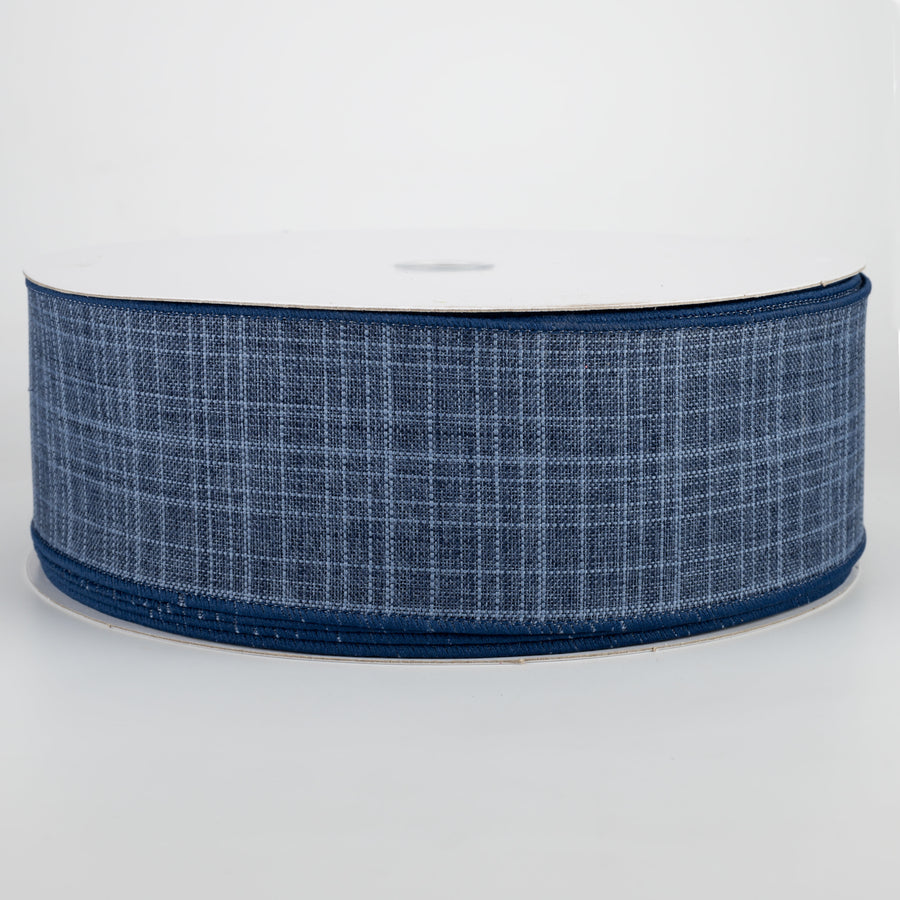 2.5" Estelle Textured Linen Ribbon: Navy (50 Yards)
