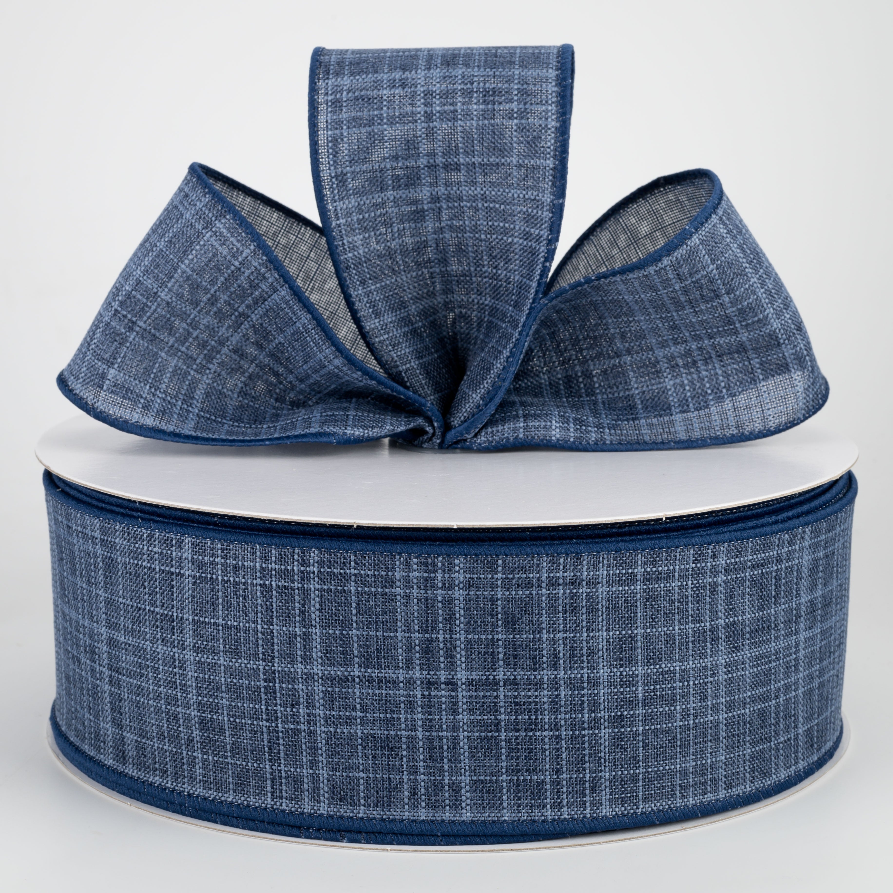 2.5" Estelle Textured Linen Ribbon: Navy (50 Yards)